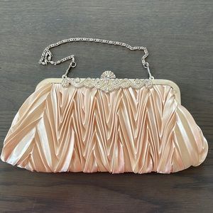 Satin Pleated Clutch Purse, Evening Bag For Wedding And Party